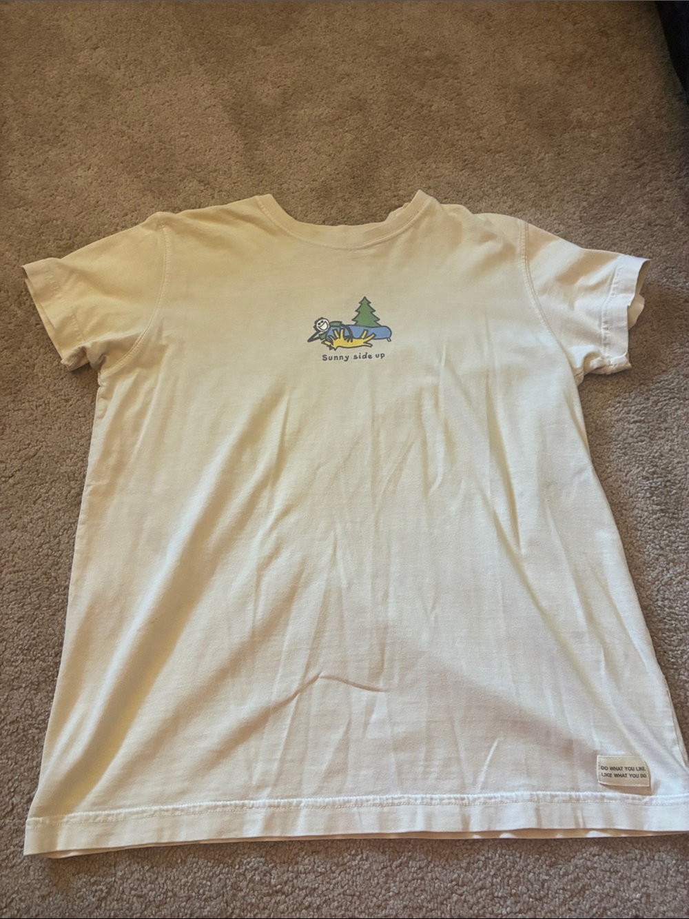 Life is Good The Cat Sunny Side Up Short Sleeve Crusher Tee size S